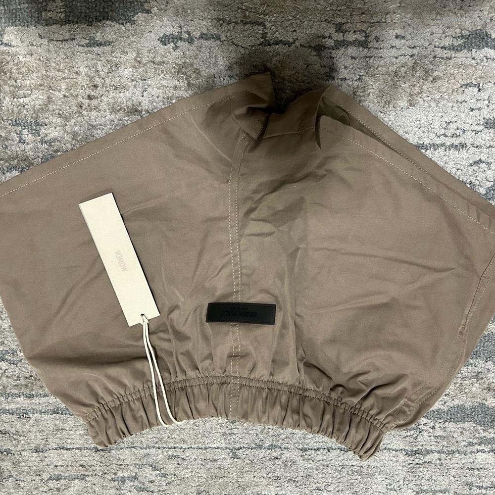 Essentials Taupe Elastic Waist Shorts
